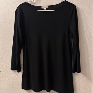 Casual Corner Black Quarter Sleeve Blouse
